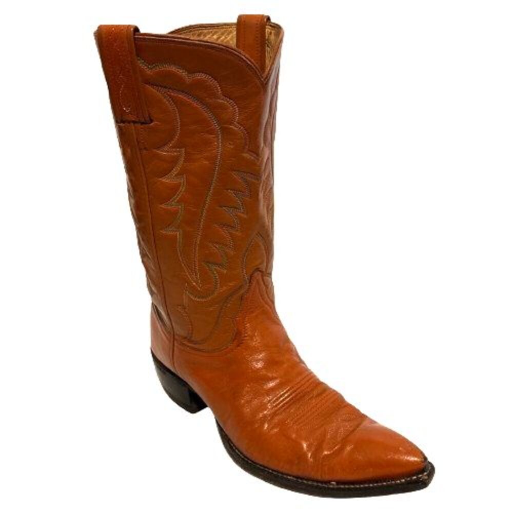 Tony Lama Men’s Size 8.5 E Wide Brown Multicolor Thread Flame/Wing Pattern Boots